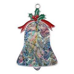 Abstract Flows Metal Holly Leaf Bell Ornament by kaleidomarblingart