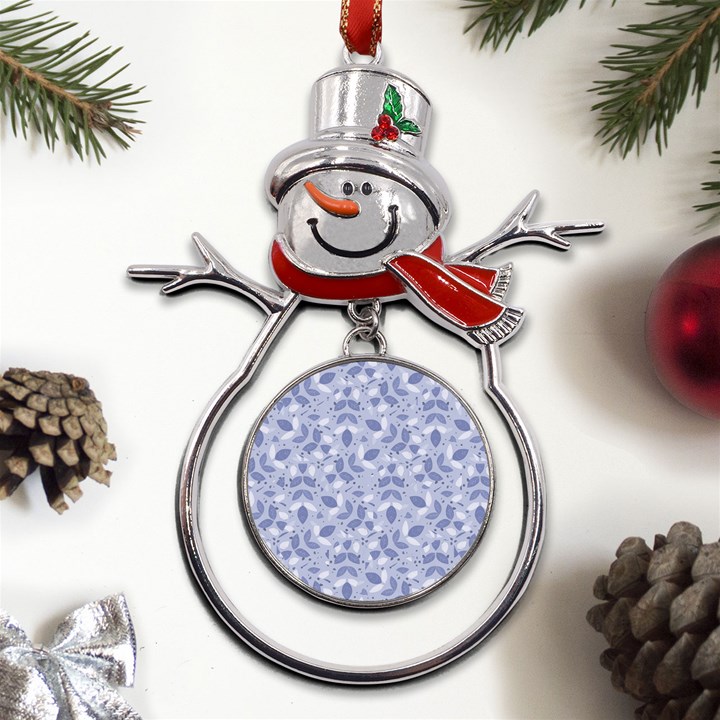 Pastel Botanic Harmony Collage Metal Snowman Ornament