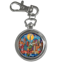 City New York Nyc Skyscraper Skyline Downtown Night Business Urban Travel Landmark Building Architec Key Chain Watches by Posterlux