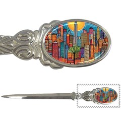 City New York Nyc Skyscraper Skyline Downtown Night Business Urban Travel Landmark Building Architec Letter Opener by Posterlux