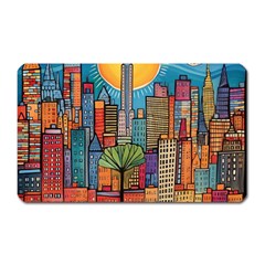 City New York Nyc Skyscraper Skyline Downtown Night Business Urban Travel Landmark Building Architec Magnet (rectangular)