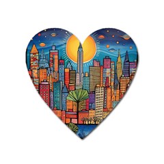 City New York Nyc Skyscraper Skyline Downtown Night Business Urban Travel Landmark Building Architec Heart Magnet