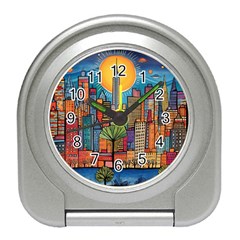 City New York Nyc Skyscraper Skyline Downtown Night Business Urban Travel Landmark Building Architec Travel Alarm Clock