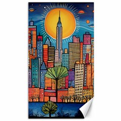 City New York Nyc Skyscraper Skyline Downtown Night Business Urban Travel Landmark Building Architec Canvas 40  X 72  by Posterlux