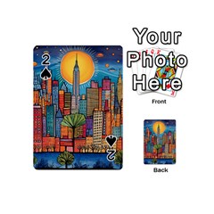 City New York Nyc Skyscraper Skyline Downtown Night Business Urban Travel Landmark Building Architec Playing Cards 54 Designs (mini) by Posterlux