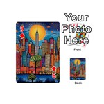 City New York Nyc Skyscraper Skyline Downtown Night Business Urban Travel Landmark Building Architec Playing Cards 54 Designs (Mini) Front - Diamond9