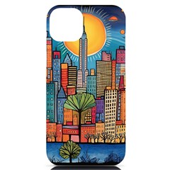 City New York Nyc Skyscraper Skyline Downtown Night Business Urban Travel Landmark Building Architec Iphone 14 Plus Black Uv Print Case by Posterlux