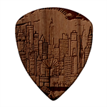 City New York Nyc Skyscraper Skyline Downtown Night Business Urban Travel Landmark Building Architec Square Wood Guitar Pick Holder Case And Picks Set Pick