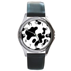 Cow Pattern Round Metal Watch