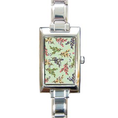 Berries Flowers Pattern Print Rectangle Italian Charm Watch by Maspions