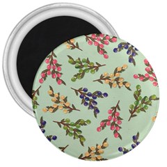 Berries Flowers Pattern Print 3  Magnets by Maspions