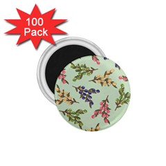 Berries Flowers Pattern Print 1 75  Magnets (100 Pack) 