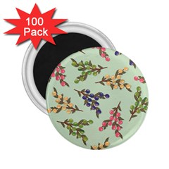 Berries Flowers Pattern Print 2 25  Magnets (100 Pack) 