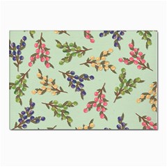 Berries Flowers Pattern Print Postcard 4 x 6  (pkg Of 10) by Maspions