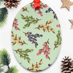 Berries Flowers Pattern Print Oval Ornament (two Sides)