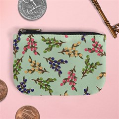 Berries Flowers Pattern Print Mini Coin Purse