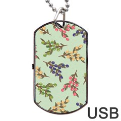 Berries Flowers Pattern Print Dog Tag Usb Flash (one Side)