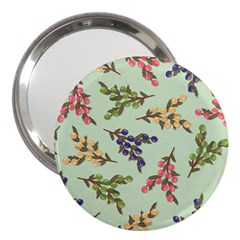 Berries Flowers Pattern Print 3  Handbag Mirrors by Maspions