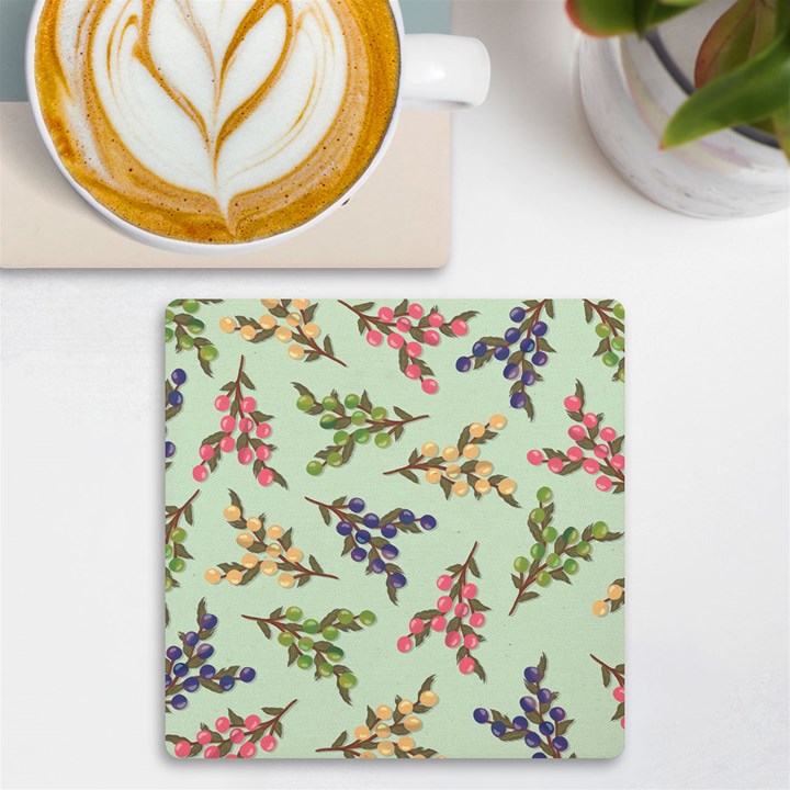 Berries Flowers Pattern Print UV Print Square Tile Coaster 