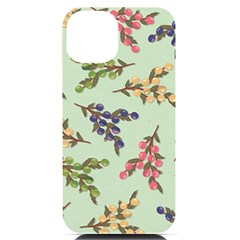 Berries Flowers Pattern Print Iphone 14 Black Uv Print Case by Maspions