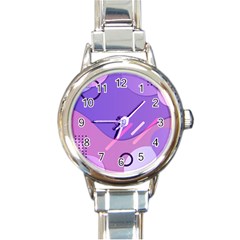 Colorful Labstract Wallpaper Theme Round Italian Charm Watch by Apen