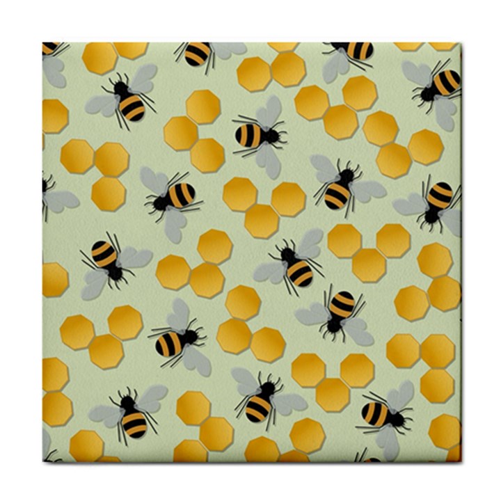 Bees Pattern Honey Bee Bug Honeycomb Honey Beehive Tile Coaster