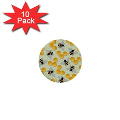 Bees Pattern Honey Bee Bug Honeycomb Honey Beehive 1  Mini Buttons (10 Pack)  by Bedest