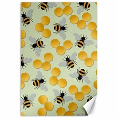 Bees Pattern Honey Bee Bug Honeycomb Honey Beehive Canvas 24  X 36  by Bedest