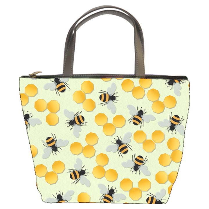 Bees Pattern Honey Bee Bug Honeycomb Honey Beehive Bucket Bag