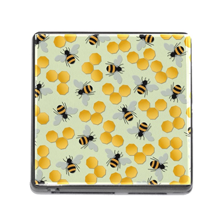 Bees Pattern Honey Bee Bug Honeycomb Honey Beehive Memory Card Reader (Square 5 Slot)