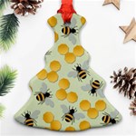 Bees Pattern Honey Bee Bug Honeycomb Honey Beehive Christmas Tree Ornament (Two Sides) Front