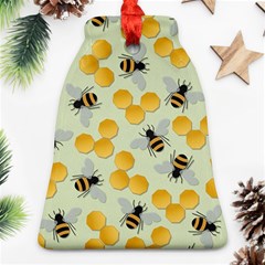 Bees Pattern Honey Bee Bug Honeycomb Honey Beehive Bell Ornament (two Sides) by Bedest