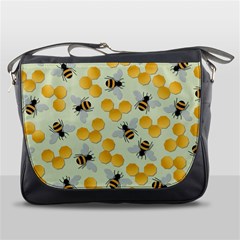 Bees Pattern Honey Bee Bug Honeycomb Honey Beehive Messenger Bag by Bedest