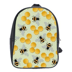 Bees Pattern Honey Bee Bug Honeycomb Honey Beehive School Bag (xl)