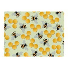 Bees Pattern Honey Bee Bug Honeycomb Honey Beehive Two Sides Premium Plush Fleece Blanket (mini) by Bedest