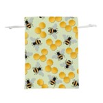 Bees Pattern Honey Bee Bug Honeycomb Honey Beehive Lightweight Drawstring Pouch (L) Back