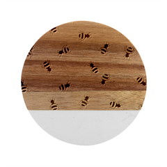 Bees Pattern Honey Bee Bug Honeycomb Honey Beehive Marble Wood Coaster (round)