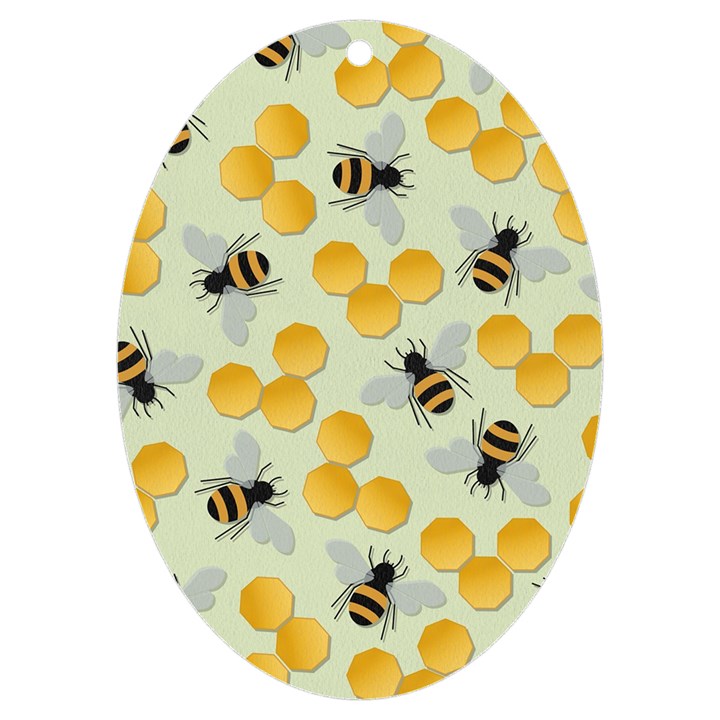 Bees Pattern Honey Bee Bug Honeycomb Honey Beehive UV Print Acrylic Ornament Oval