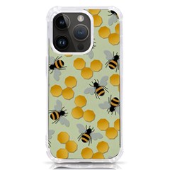 Bees Pattern Honey Bee Bug Honeycomb Honey Beehive Iphone 14 Pro Tpu Uv Print Case by Bedest