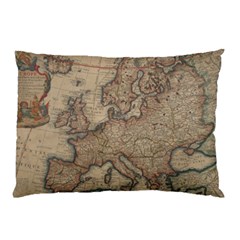 Old Vintage Classic Map Of Europe Pillow Case by Paksenen