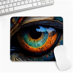 Eye Bird Feathers Vibrant Large Mousepad by Hannah976