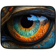 Eye Bird Feathers Vibrant Fleece Blanket (mini) by Hannah976