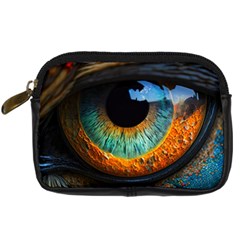 Eye Bird Feathers Vibrant Digital Camera Leather Case by Hannah976