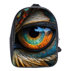 Eye Bird Feathers Vibrant School Bag (large) by Hannah976