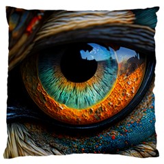 Eye Bird Feathers Vibrant Large Cushion Case (two Sides) by Hannah976