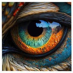 Eye Bird Feathers Vibrant Wooden Puzzle Square by Hannah976