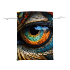 Eye Bird Feathers Vibrant Lightweight Drawstring Pouch (l) by Hannah976