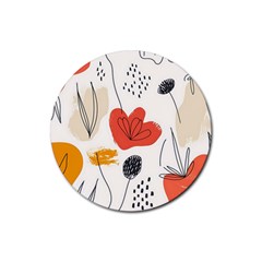 Floral Leaf Rubber Round Coaster (4 Pack) by Ndabl3x