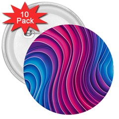 Spiral Swirl Pattern Light Circle 3  Buttons (10 Pack)  by Ndabl3x