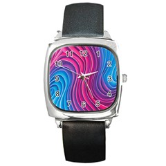 Spiral Swirl Pattern Light Circle Square Metal Watch by Ndabl3x